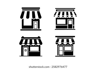 Four Simple Black and White Shopfront Icons