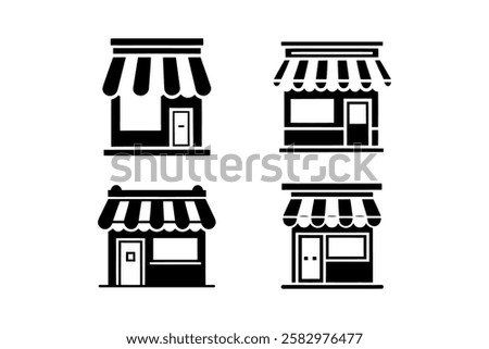 Four Simple Black and White Shopfront Icons