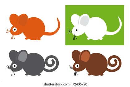 Four simple color funny mice