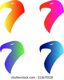 Four Simple Eagle Logos of Different Colors
