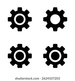 Four Simple Gear Icons in Vector Format