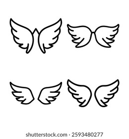 Four Simple Line Art Angel Wings