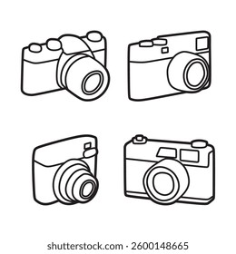 four simple line art camera images