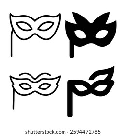 Four Simple Line Art Carnival Masks