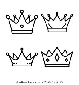  Four Simple Line Art Crowns for Royal Design