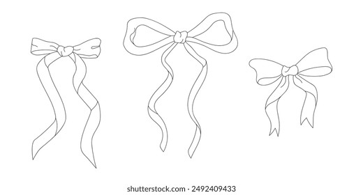 Four simple outline drawings of different bow tie styles.