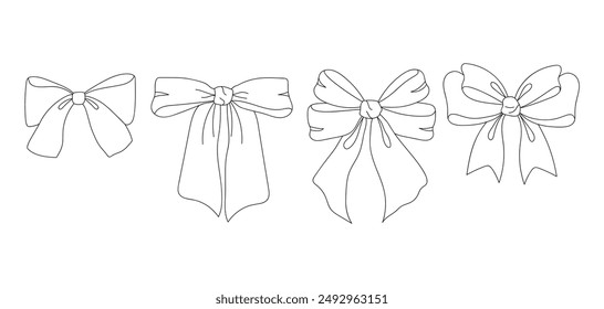 Four simple outline drawings of different bow tie styles.