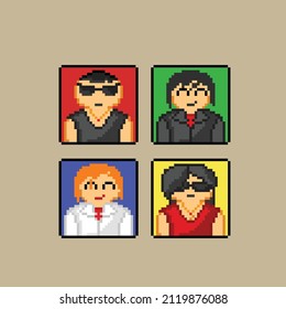 avatar de cuatro personas simples en el estilo de arte de píxeles
