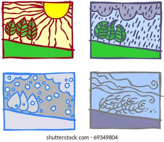 Four simple season landscapes.