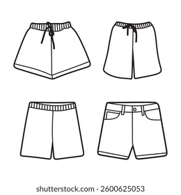 four simple shorts line art vectors