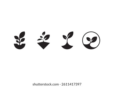Four simple sprout logos, perfect for branding.