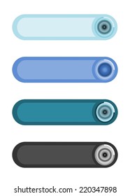Four simple stylized web buttons in faded colors