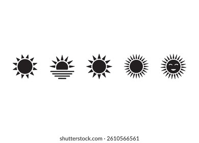 Four simple sun icons representing different times of day