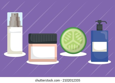 four skin care treatment set icons