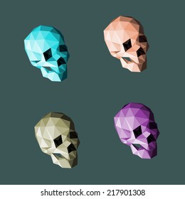 four skulls of triangles on a dark background