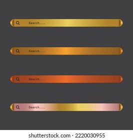 Gold Metallset von Suchleiste Feld für Website und ui. Suchleiste nach i. Das Symbol "Adresse und Navigationsleiste"durchsuchen. Sammlung von Suchformularvorlagen für Websites.