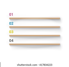 Four Slim Shelves Vector Design Mock Up for Your Digital Shop