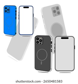 Four smartphones in a flat composition showcasing a range of angles and styles perfect for mobile product advertising and UI mockups.