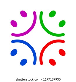 Four smile icon logo - stock vector