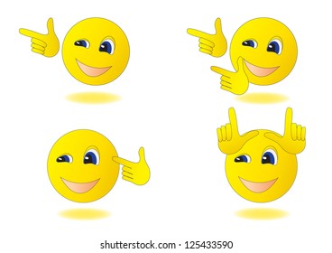 four smile, showing the various gestures