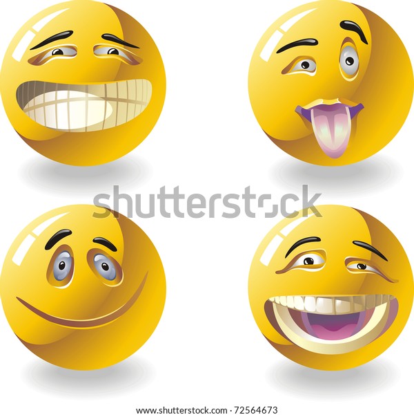 Four Smiley Faces Expressing Different Emotions Stock Vector (Royalty ...