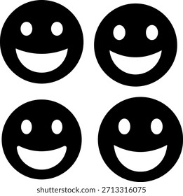 Four Smiling Emoticons in a Grid  Simple, Modern, and Flat Design Vector Illustration