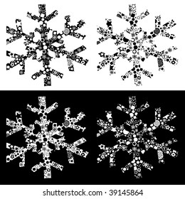 four snowflakes with different pattern