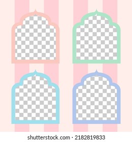 four soft pastel color islamic photo frame
