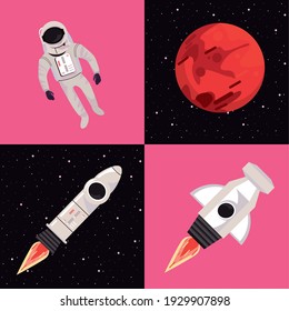 four space icons vector illustration