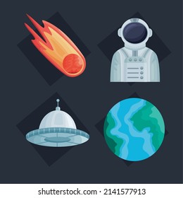 four space outer set icons