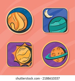 four space outer set icons