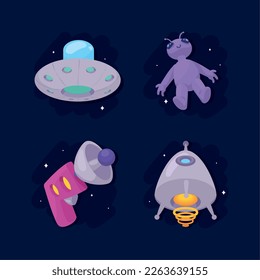 iconos de conjunto exterior de cuatro espacios