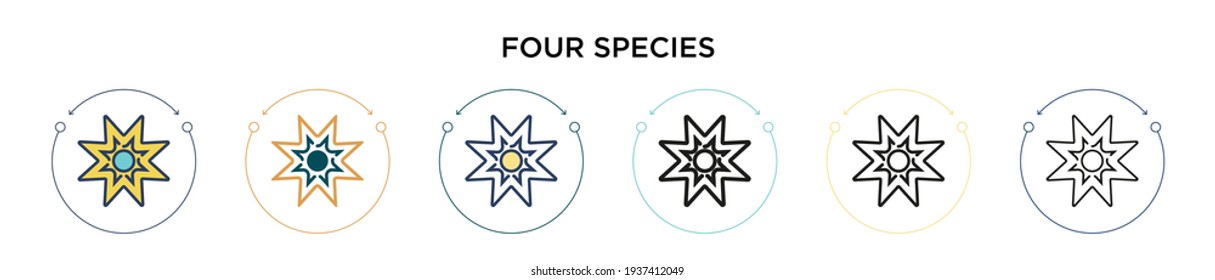 Four species icon in filled, thin line, outline and stroke style. Vector illustration of two colored and black four species vector icons designs can be used for mobile, ui, web