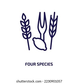 four species icon from religion collection. Thin linear four species, species, greeting outline icon isolated on white background. Line vector four species sign, symbol for web and mobile