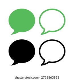 Four speech bubbles in green and black with solid and outlined designs