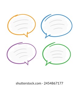 four speech bubbles on black background. hand drawn speech bubbles