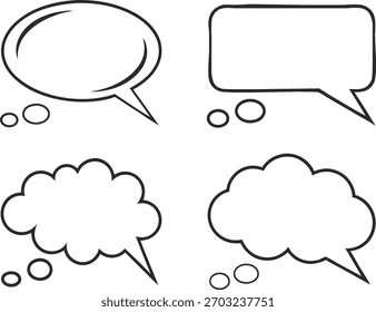 Four speech and thought bubbles outline