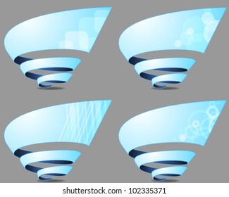 Four spiral banners