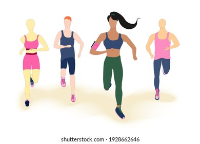 Colored Fitness Stages Composition Man Woman Stock Vector (Royalty Free ...