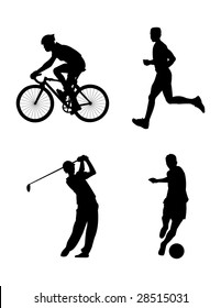 four sports silhouette in vector mode