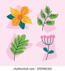 four spring set nature icons