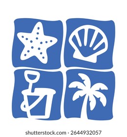 Four square beach graphic vector element