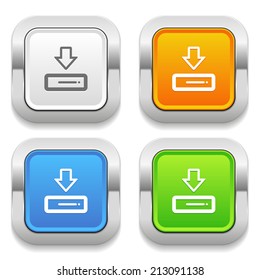 Four square button with different colors and download icon