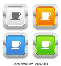 Four square button with different colors and coffee cup icon
