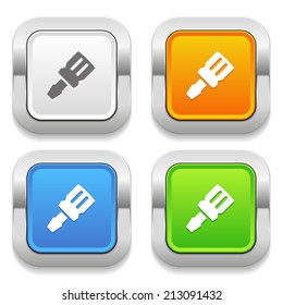 Four square button with different colors and tool icon