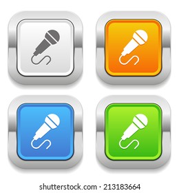 Four square button with different colors and microphone icon