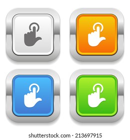 Four square button with different colors and touch icon
