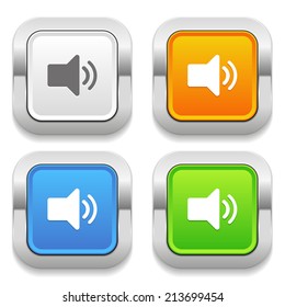 Four square button with different colors and speaker icon