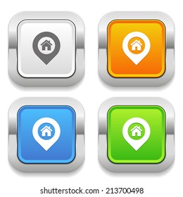 Four square button with different colors and home pin icon