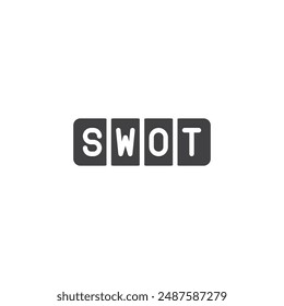 Four square grid with S, W, O, and T letters vector icon. filled flat sign for mobile concept and web design. SWOT Analysis glyph icon. Symbol, logo illustration. Vector graphics